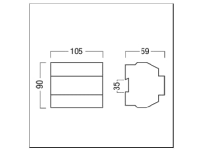 Dimensional drawing Zumtobel ED 4RUKS Button panel for bus system