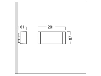 Dimensional drawing Zumtobel ERGOSIGN  42186005 Emergency luminaire 2 2W IP54 ERGOSIGN 42186005