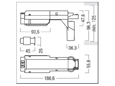 Dimensional drawing Zumtobel PURESIGN C  42186089 Emergency luminaire 4 8W IP40 PURESIGN C 42186089