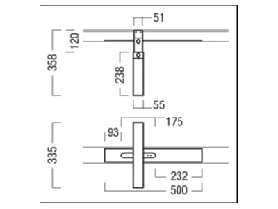 Dimensional drawing Zumtobel ECOSIGN 160 42934372 Emergency luminaire 3 9W IP65 ECOSIGN 16042934372