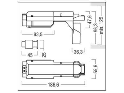 Dimensional drawing Zumtobel PURESIGN  42934380 Emergency luminaire 3 9W IP40 PURESIGN 42934380