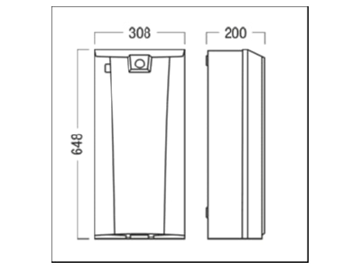 Dimensional drawing Zumtobel nBox L Emergency lighting power supply unit