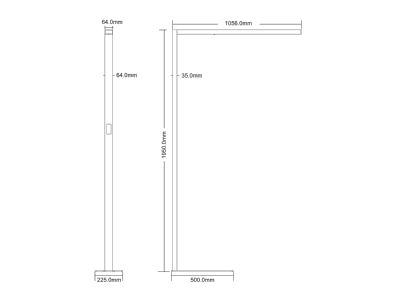 Dimensional drawing Abalight PRIMO2555 830 860VRS Floor lamp LED not exchangeable silver