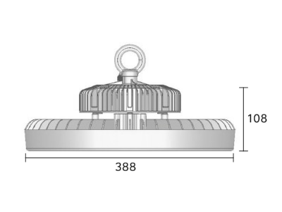 Dimensional drawing Abalight SPACEII150 840V120CB High bay luminaire IP65