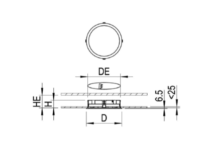 Dimensional drawing Ridi Leuchten EDLR340 4000 830DPS Downlight spot floodlight 1x20W