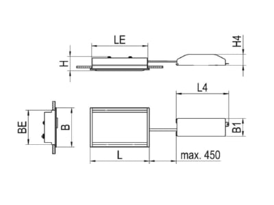 Dimensional drawing Ridi Leuchten REYE 1 DAWS830RA0650 Downlight spot floodlight 1x48W