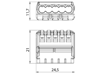 Dimensional drawing 1 OBO 61 525 FL Screw less terminal 5x0 2   2 5mm 
