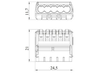 Dimensional drawing 2 OBO 61 525 FL Screw less terminal 5x0 2   2 5mm 