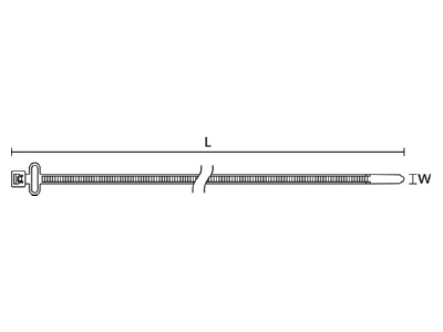 Mazeichnung Hellermann Tyton T50RFIDCHA PA66BK100 Kabelbinder 200x4 6mm  schwarz