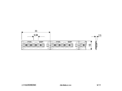 Mazeichnung EVN LSTRSB2024902840 LED Strip 5m 4000K 24V DC IP20