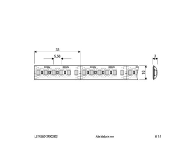 Mazeichnung EVN LSTRSB5424902802 LED Strip 5m 3000K 24V DC IP54