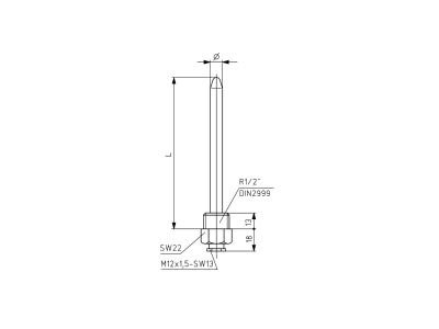 Dimensional drawing Alre it TH 100 Immersion tube