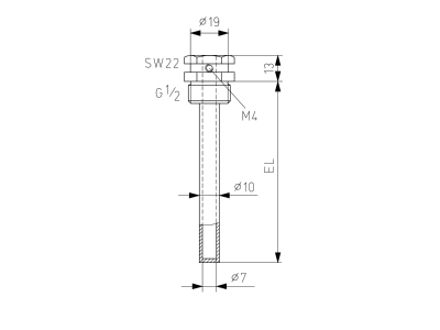 Dimensional drawing Alre it THMS 50 Immersion tube