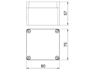 Dimensional drawing 2 OBO Mx 080705 CR3 Distribution cabinet  empty  57x75mm
