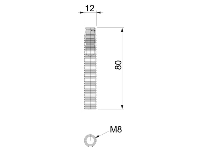 Mazeichnung 3 OBO VMU IG M8x80A4 Innengewindehuelse f Beton Mauerwerk