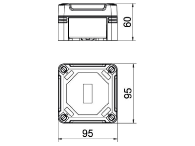 Dimensional drawing 1 OBO X01C SW Distribution cabinet  empty  60x95mm
