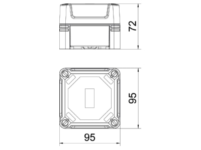 Dimensional drawing 2 OBO X02C LGR Distribution cabinet  empty  72x95mm
