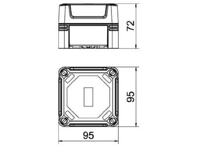 Dimensional drawing 3 OBO X02C LGR Distribution cabinet  empty  72x95mm