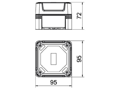 Dimensional drawing 2 OBO X02C LGR TR Distribution cabinet  empty  72x95mm
