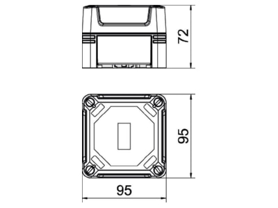 Dimensional drawing 3 OBO X02C SW Distribution cabinet  empty  72x95mm