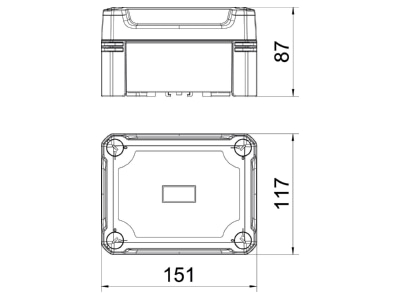 Dimensional drawing 1 OBO X06C LGR Distribution cabinet  empty  87x167mm
