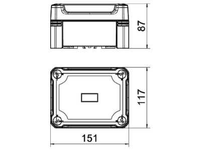 Dimensional drawing 3 OBO X06C LGR Distribution cabinet  empty  87x167mm