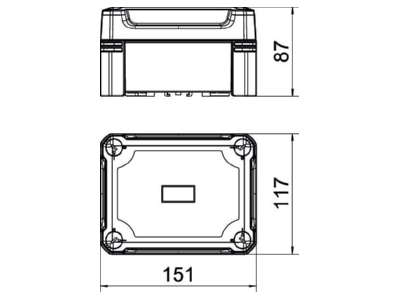 Dimensional drawing 1 OBO X06C SW Distribution cabinet  empty  87x167mm
