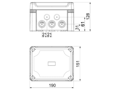 Mazeichnung 1 OBO X10 LGR TR Kabelabzweigkasten m transp  Deckel