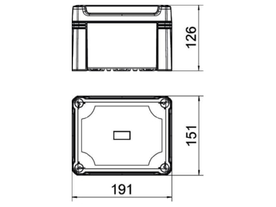 Dimensional drawing 1 OBO X10C R LGR Distribution cabinet  empty  126x151mm
