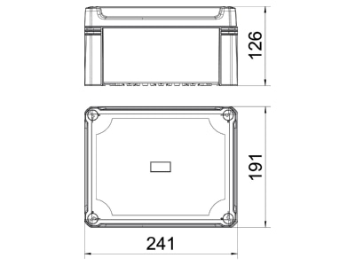 Dimensional drawing 2 OBO X16C LGR Distribution cabinet  empty  126x191mm
