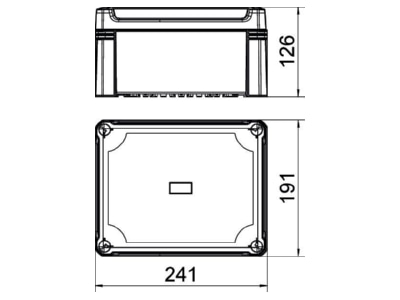 Dimensional drawing 2 OBO X16C SW Distribution cabinet  empty  126x191mm