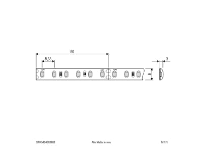 Mazeichnung EVN STR5424602802 LED Strip 24V 5m 3000K