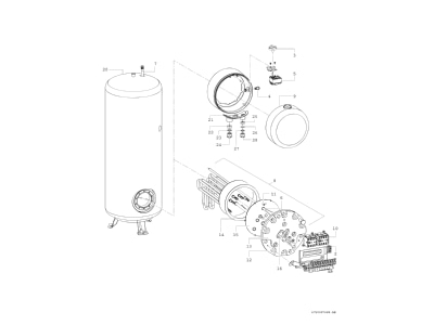 Exploded view Bosch Thermotechnik TR2000TF 200 T Vertical storage tank 200l