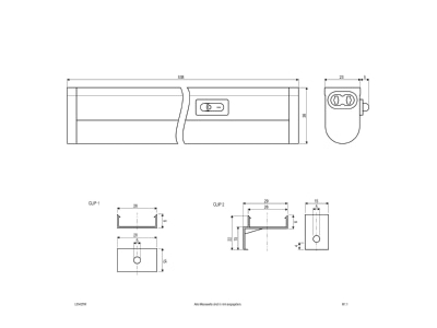 Dimensional drawing EVN L05425W Batten luminaire LED not exchangeable