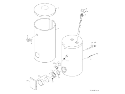 Exploded view 2 Bosch Thermotechnik WPS390 1EP1C Storage tank central heating cooling
