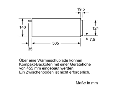 Dimensional drawing 2 Siemens MDA BI510CNR0 Warming drawer iQ500  14 cm 
