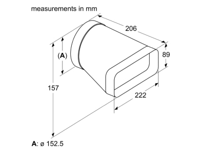 Dimensional drawing Siemens MDA HZ9VDSI0 Accessory for cooker hood