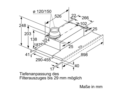 Dimensional drawing 1 Siemens MDA LI94LB530 Flat screen hood 
