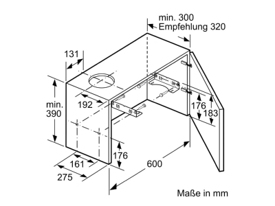 Dimensional drawing 3 Siemens MDA LI94LB530 Flat screen hood 
