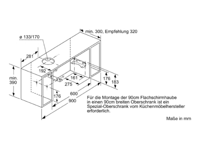 Dimensional drawing 8 Siemens MDA LI94LB530 Flat screen hood 