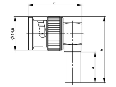 Mazeichnung Telegaertner J01000A0010 BNC Kabelwinkelstecker