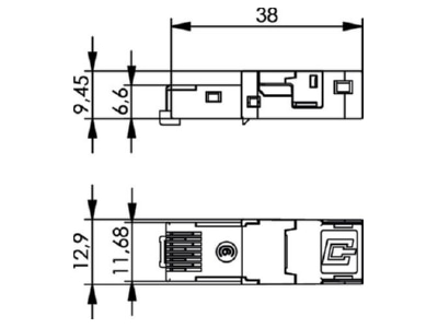 Dimensional drawing Telegaertner J80026A0004 RJ45 8 8  plug