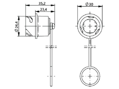 Mazeichnung Telegaertner H80030A0000 STX V1 Steckerschutzkappe