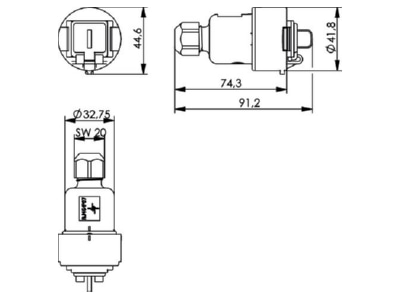 Dimensional drawing Telegaertner J00020A0437 Modular jack