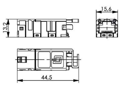 Mazeichnung Telegaertner J80029A0002 STX RJ45 Modul Cat 6