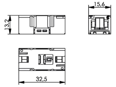 Dimensional drawing Telegaertner J80029A0010 2x RJ45 bus bus connector