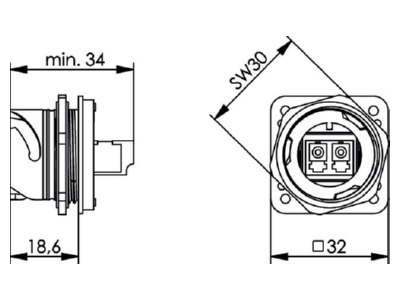 Mazeichnung Telegaertner J88074A0002 STX V1 Flanschset LC D Kupplung MM