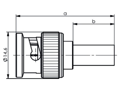Dimensional drawing Telegaertner J01002A1288Y BNC plug connector