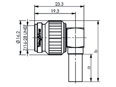 Dimensional drawing Telegaertner J01010A0005 TNC plug connector