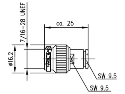Dimensional drawing Telegaertner J01010A0022 TNC plug connector